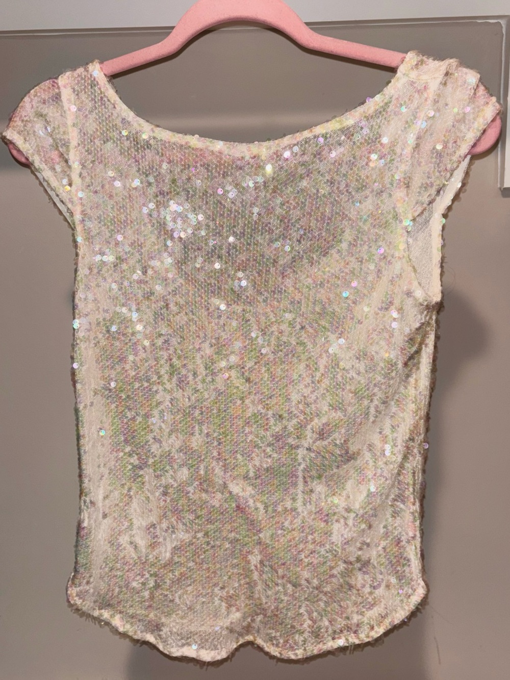Free People Sequin Scoop Neck Women's Top - Ivory